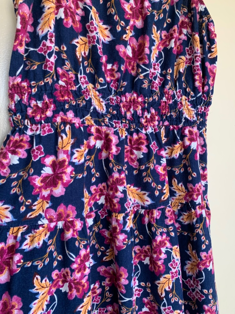 Old Navy Blue Punk Floral Line Blend MIDI Sundress Sz.L Beach Hawaiian Dress - Picture 4 of 10